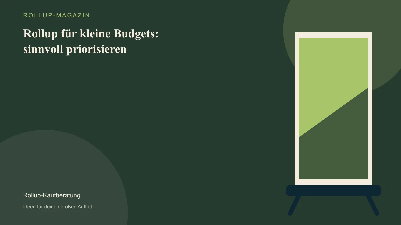 Rollup fĂŒr kleine Budgets: sinnvoll priorisieren â Illustration eines Rollups im Innenraum